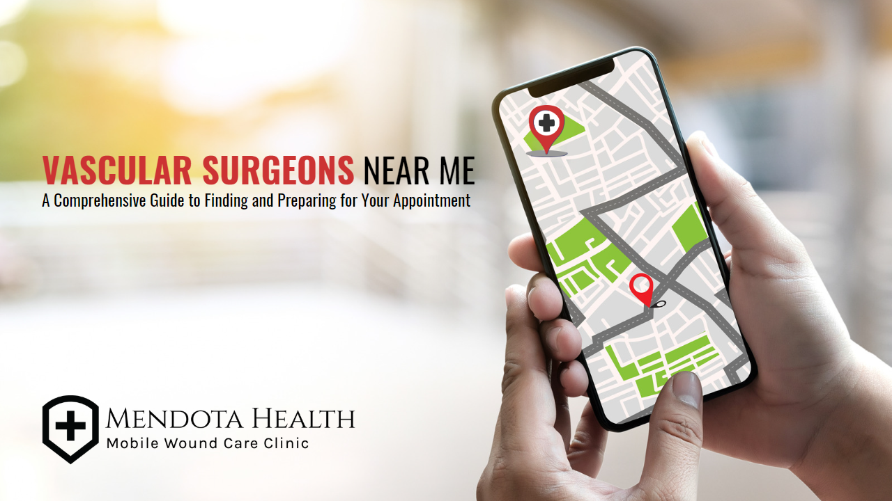 Person holding a mobile device with a map on it. Map shows starting point and location of a medical facility.